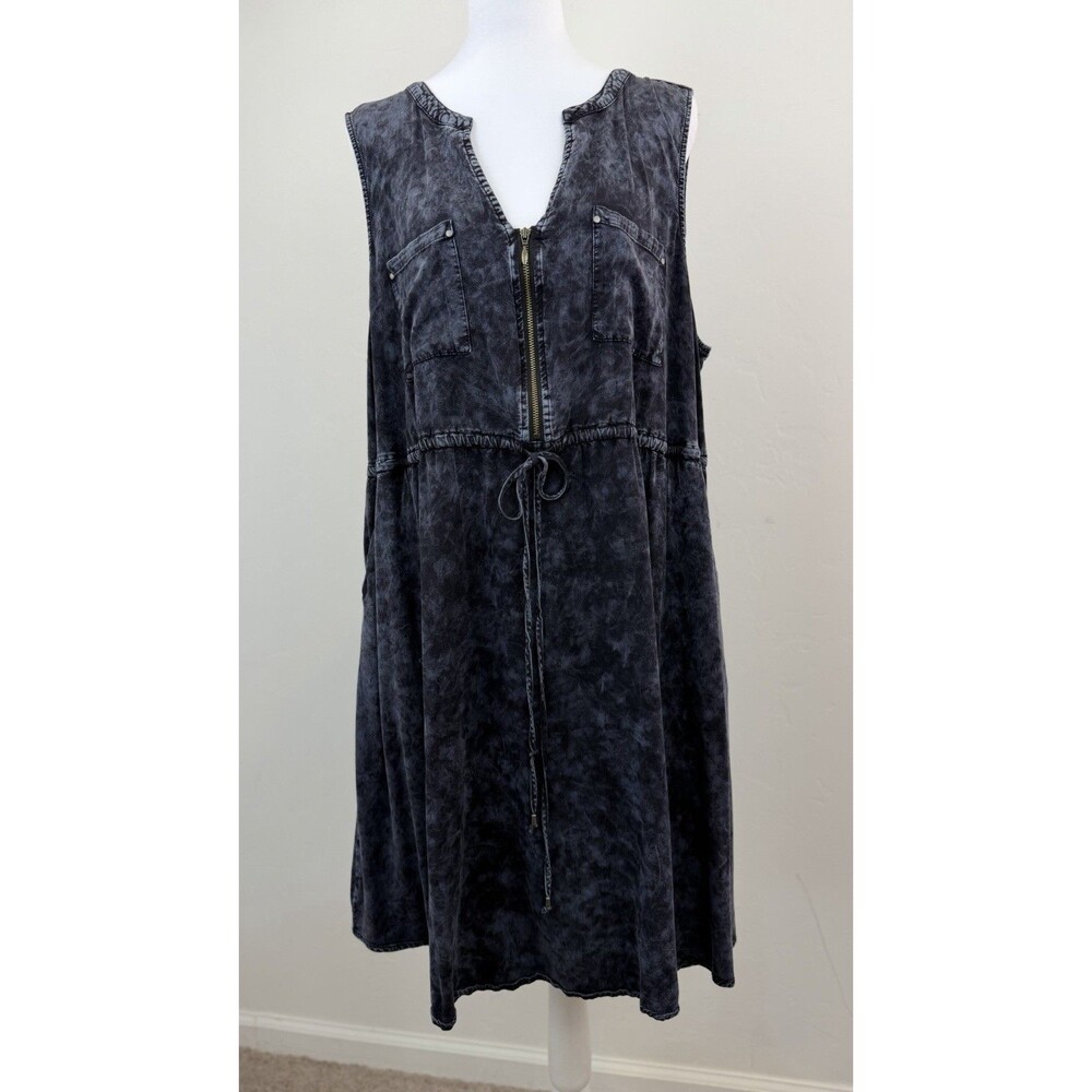 Torrid Women’s Size 2 Black Acid Wash Sleeveless Dress Zip Front Plus Size